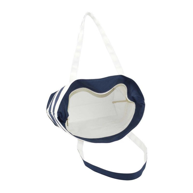 DALIX Striped Boat Bag Premium Cotton Canvas Tote in Navy Blue - Image 3